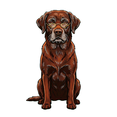 Grumpy Max - A watchful old Labrador with an orange collar